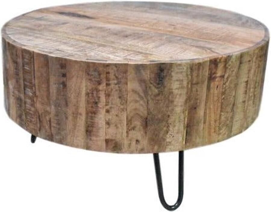 Wood Selections Salontafel Melbourne 70x70 cm rustiek mangohout ijzer