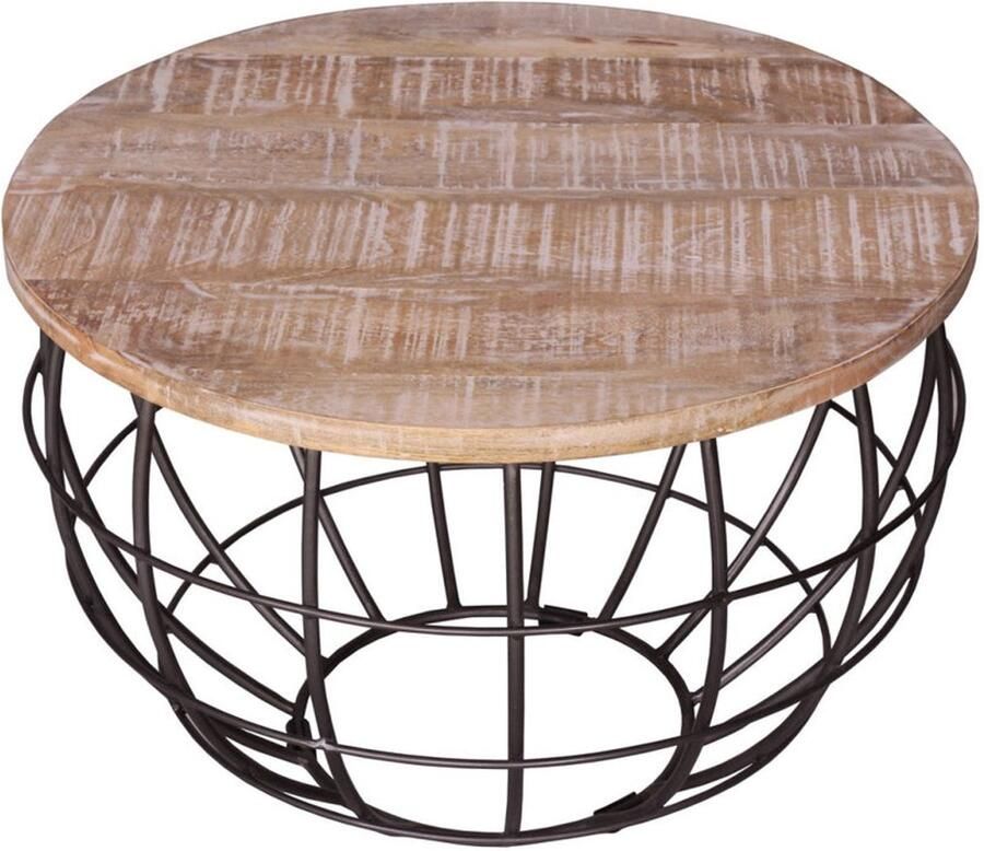 Wood Selections Sophia bank groen stof 200x90cm salontafel industrieel koffietafel tafeltje laag bijzettafeltje