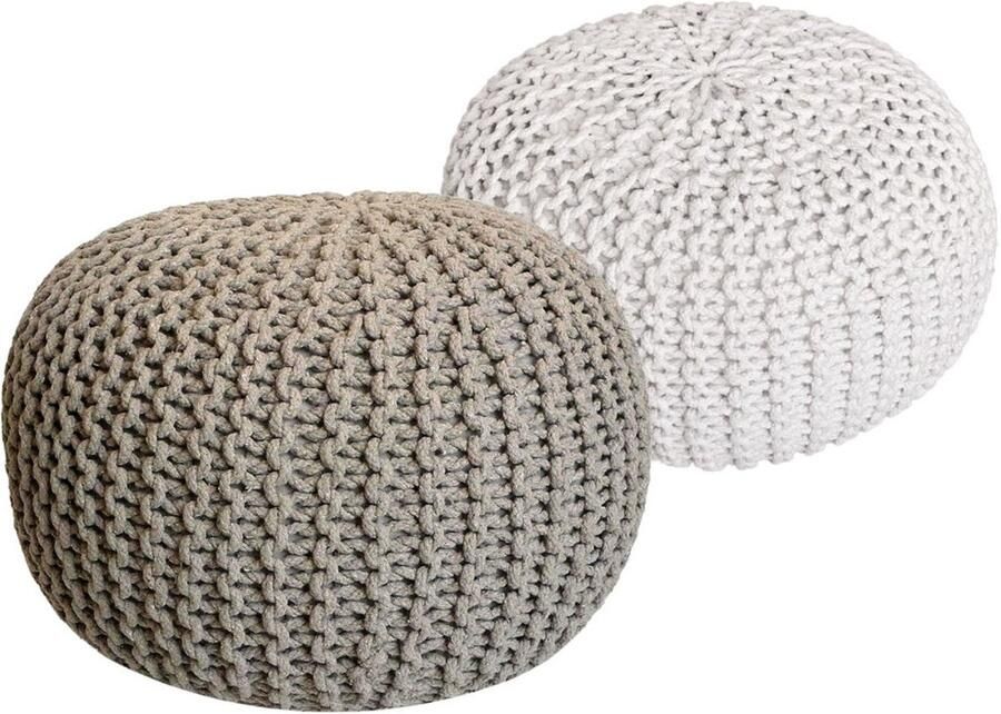 Wood Selections Sophie Sitzhocker Pouf SET 2 gerecycled katoen Ø 55 cm H 37 cm poef hocker Kruk hockers en poefen fluwelen poef