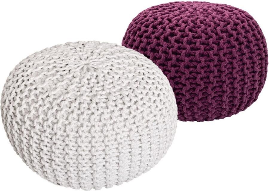 Wood Selections Sophie Sitzhocker Pouf SET 2 gerecycled katoen Ø 55 cm H 37 cm poef hocker Kruk hockers en poefen fluwelen poef