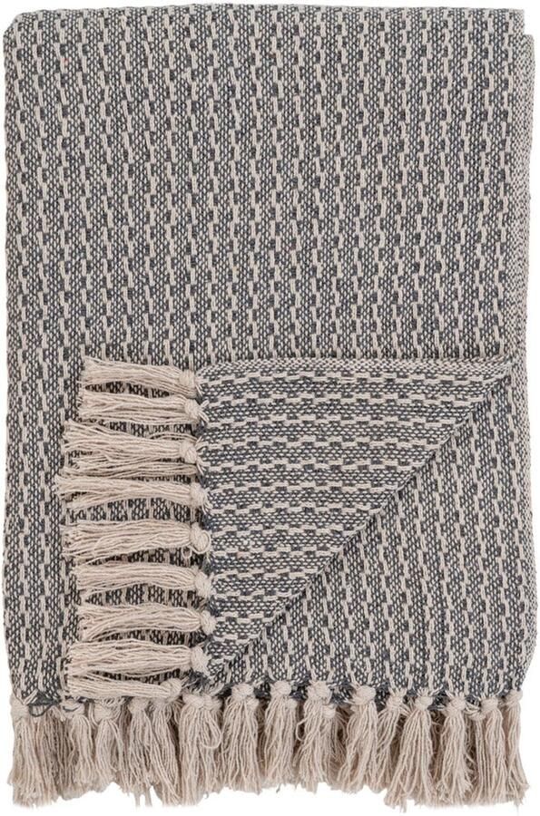 Wood Selections Taylor Cort Deken Donkergrijs Wit Katoen 130x160 cm deken woondeken deken fleece woondeken plaid bank deken