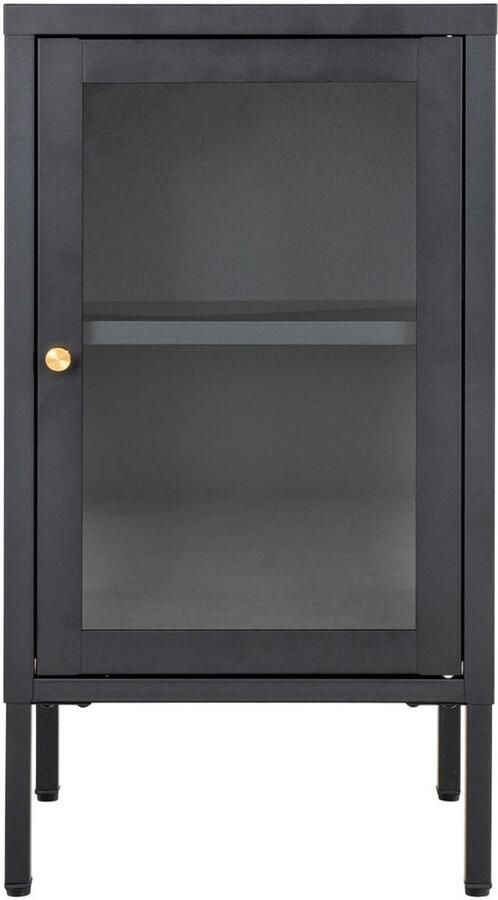 Wood Selections Van der Linden kast zwart staal en glas 80x40x180 cm Vitrinekast met glas vitrinekast industrieel vitrinekasten woonkamer