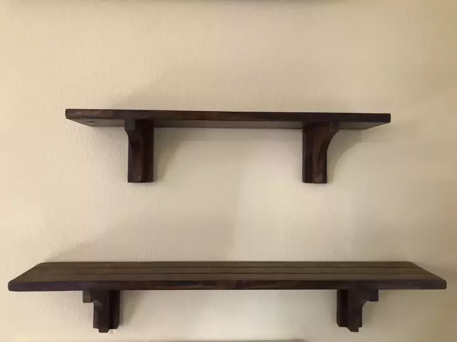 Wood Set van 2 WANDPLANKEN massief houten planken klassiek model vintage
