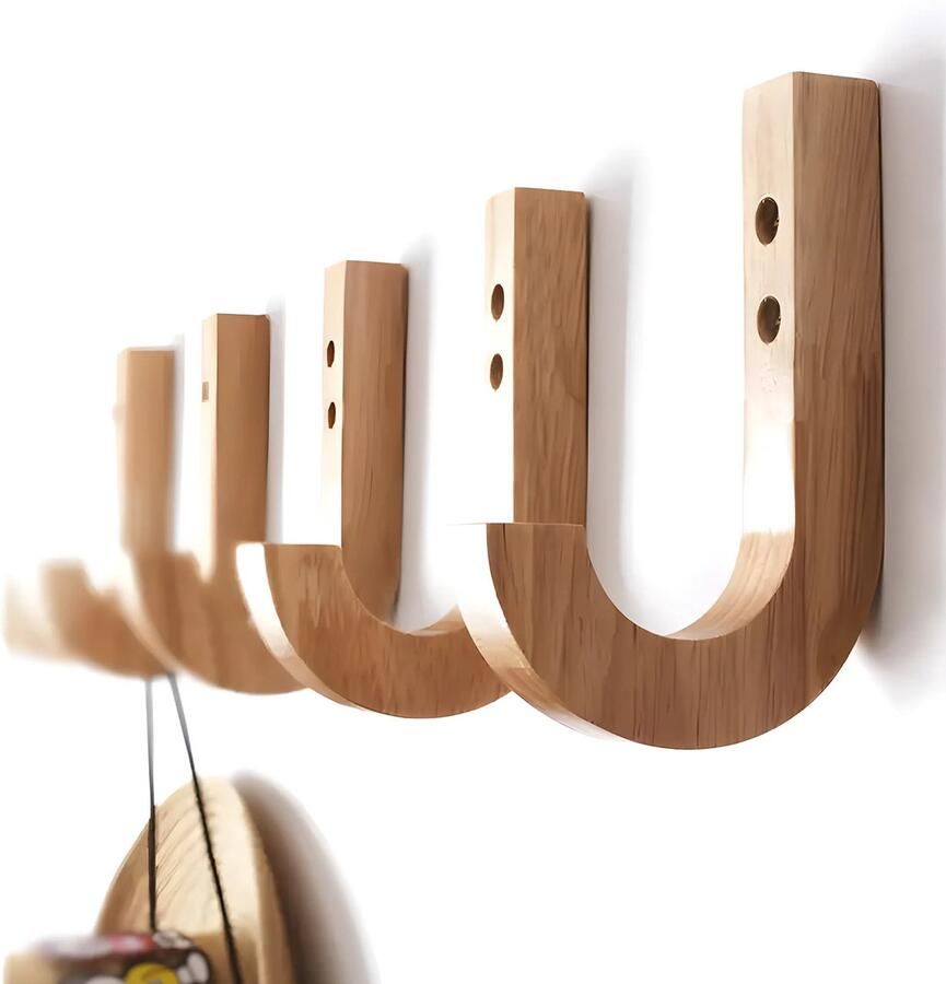 Wood Tools & Deco Houten wandhaak (J-vorm 1 8x1 8x12 5 cm rubberhout)