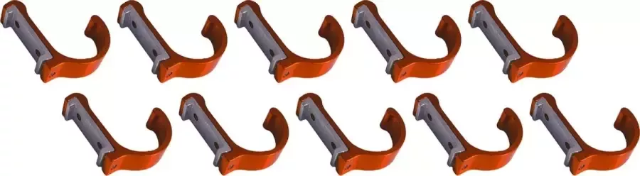Wood Tools & Deco Set van 10 aluminium kledinghaken kapstokken (gebogen oranje)