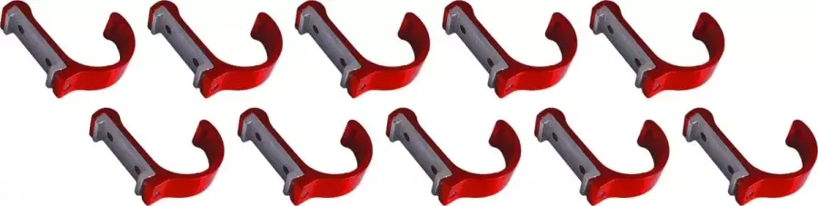 Wood Tools & Deco Set van 10 aluminium kledinghaken kapstokken (gebogen rood)
