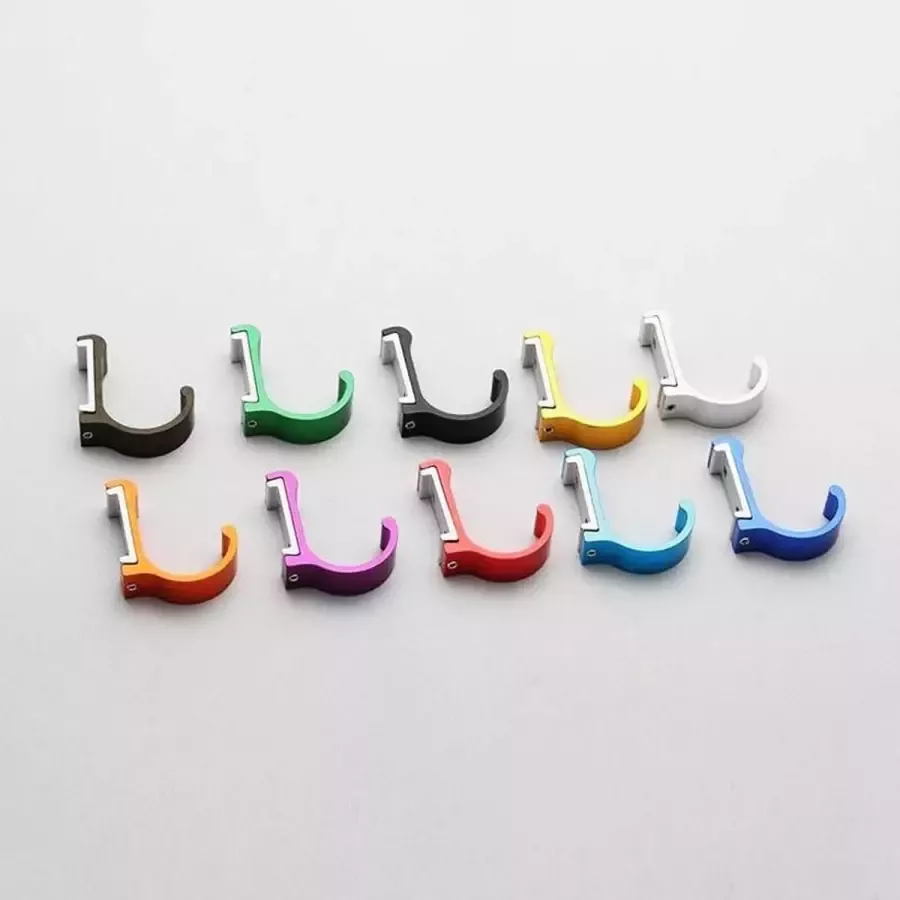 Wood Tools & Deco Set van 10 aluminium kledinghaken kleurenmix (gebogen alle 10 kleuren)