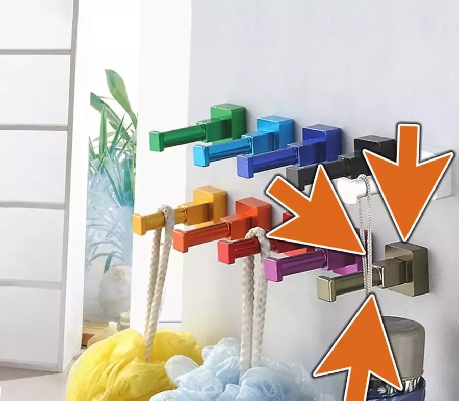 Wood Tools & Deco Set van 10 kledinghaken (brons vierkant aluminium)