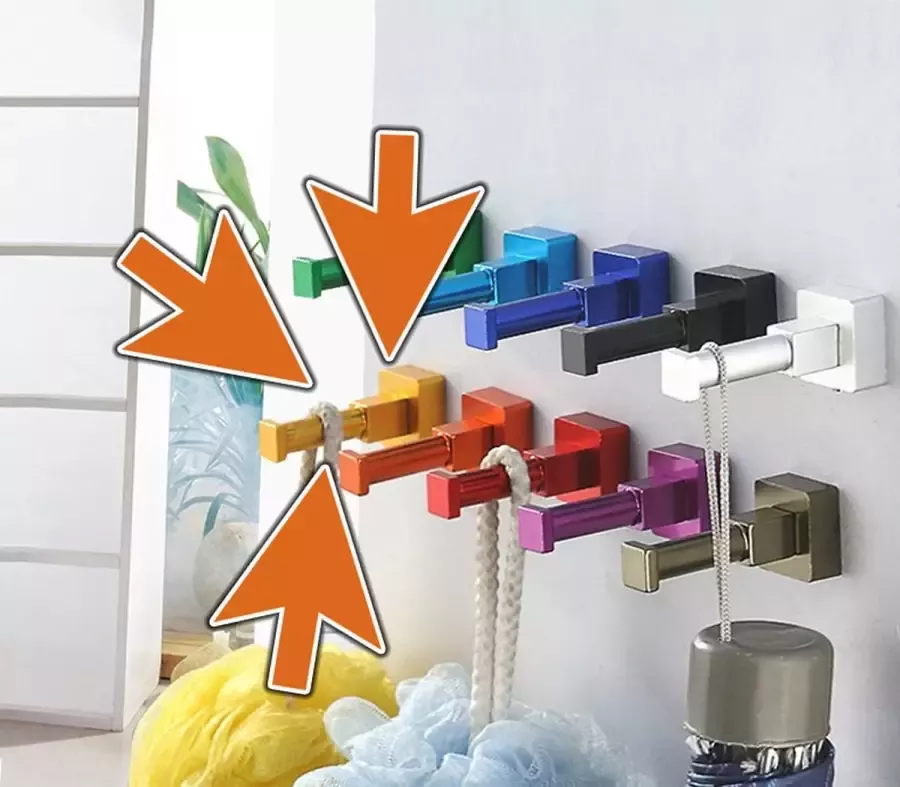 Wood Tools & Deco Set van 10 kledinghaken (goud vierkant aluminium)