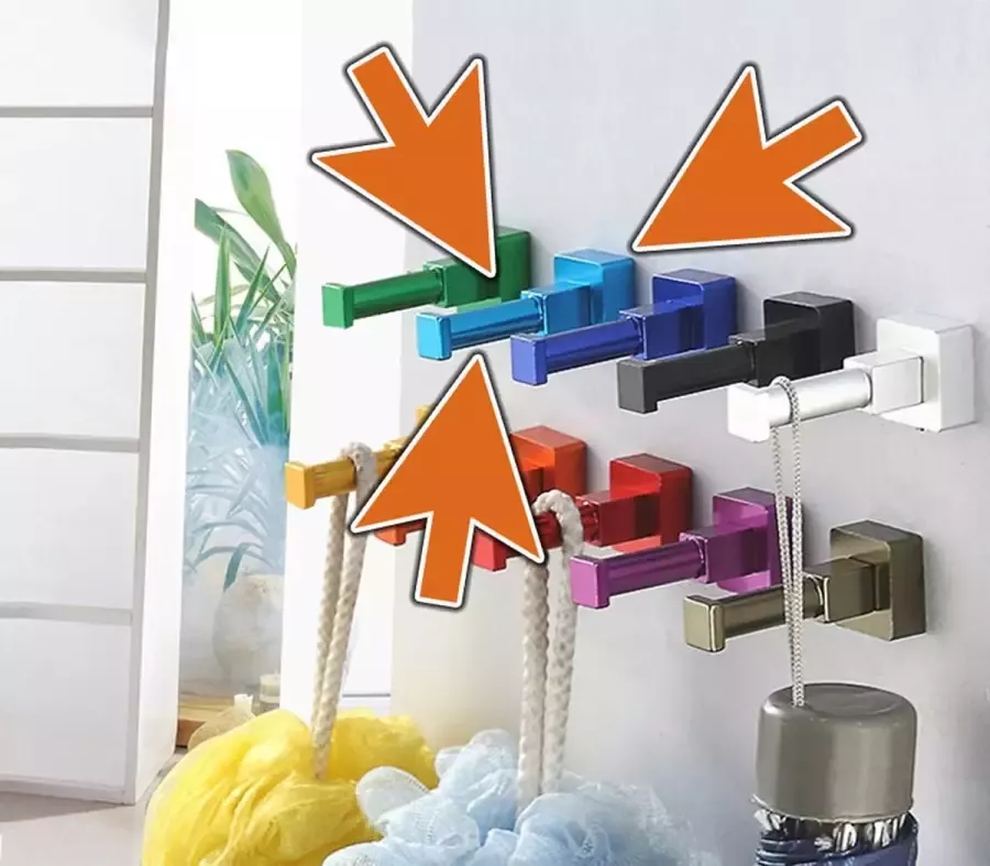 Wood Tools & Deco Set van 10 kledinghaken (lichtblauw vierkant aluminium)