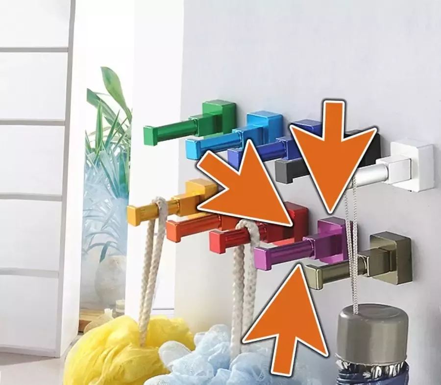 Wood Tools & Deco Set van 10 kledinghaken (paars vierkant aluminium)