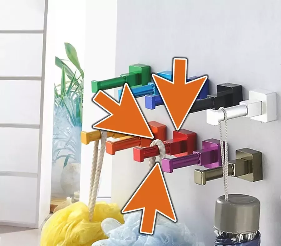 Wood Tools & Deco Set van 10 kledinghaken (rood vierkant aluminium) - Foto 2