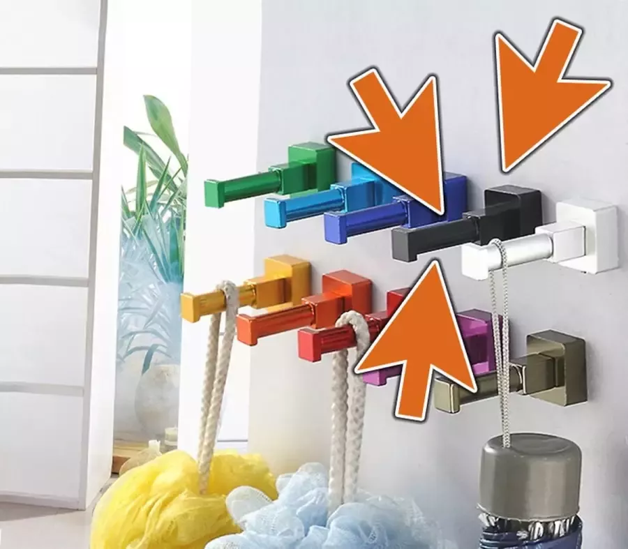 Wood Tools & Deco Set van 10 kledinghaken (zwart vierkant aluminium)