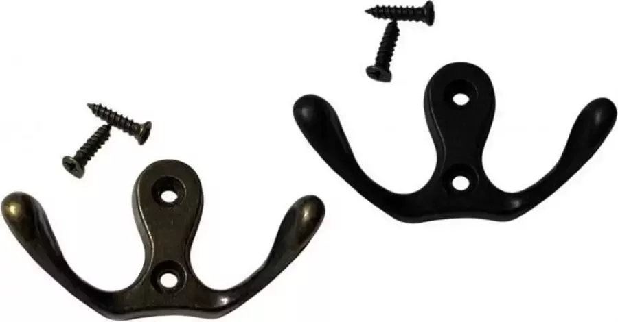 Wood Tools & Deco Set van 10 metalen kledinghaakjes hangers (dubbel zwart)