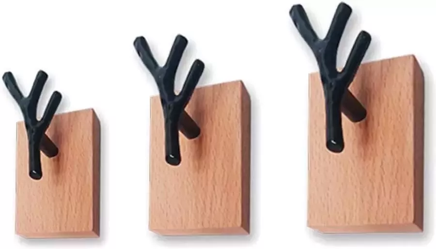 Wood Tools & Deco Set van 3 kapstokhaken (boomtak)