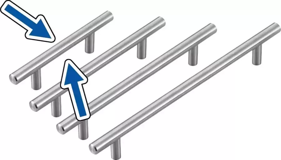 Wood Tools & Deco Set van 4 hoge kwaliteit massief stalen handgrepen (maat 1: 96 150 mm)