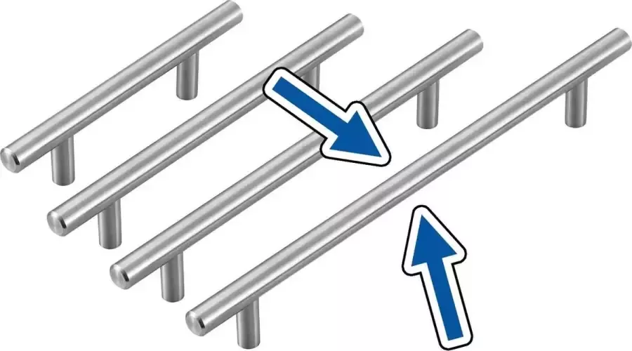 Wood Tools & Deco Set van 4 hoge kwaliteit massief stalen handgrepen (maat 4: 256 400 mm)