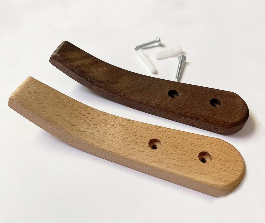 Wood Tools & Deco Set van 4 houten gebogen kapstokhaken (beukenhout type 1 op foto)