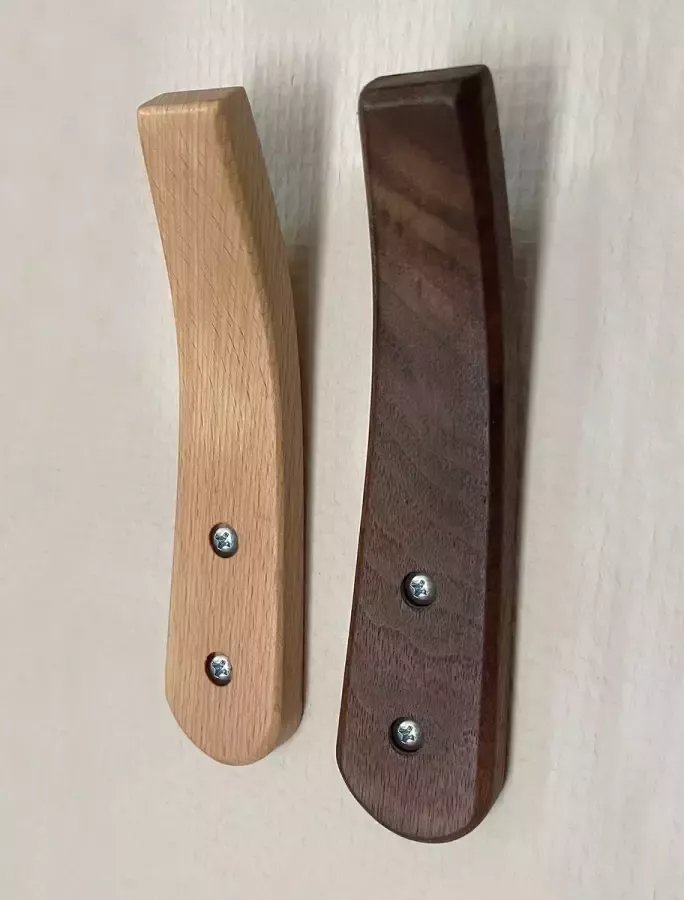 Wood Tools & Deco Set van 4 houten gebogen kapstokhaken (notenhout type 2 op foto)