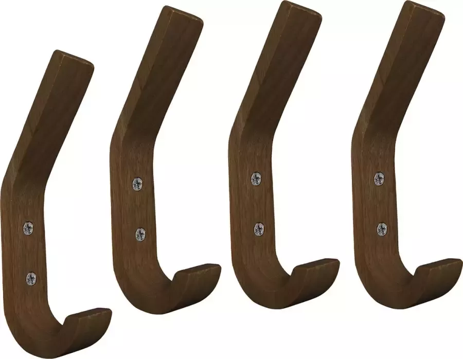 Wood Tools & Deco Set van 4 houten kapstokhaken (notenhout)