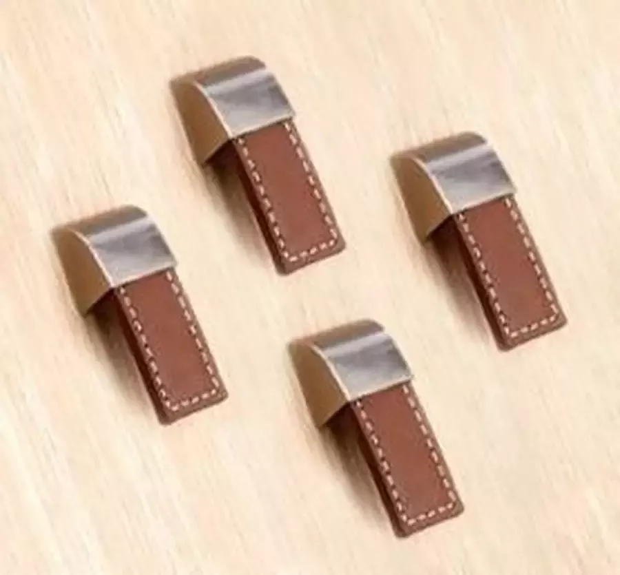 Wood Tools & Deco Set van 4 lederen handvaten (enkel gat bruin)