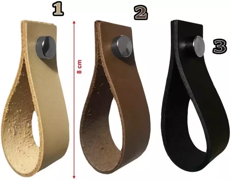 Wood Tools & Deco Set van 4 leren handgrepen lussen voor meubels naturel - Foto 2