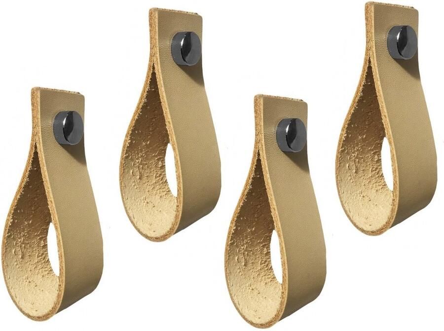 Wood Tools & Deco Set van 4 leren handgrepen lussen voor meubels naturel