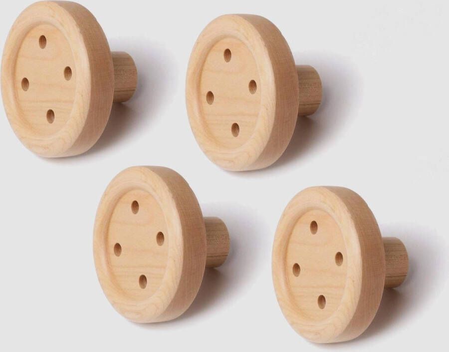 Wood Tools & Deco Set van 4 leuke houten kledinghaken (kapstok voor jas en tas) - Foto 2