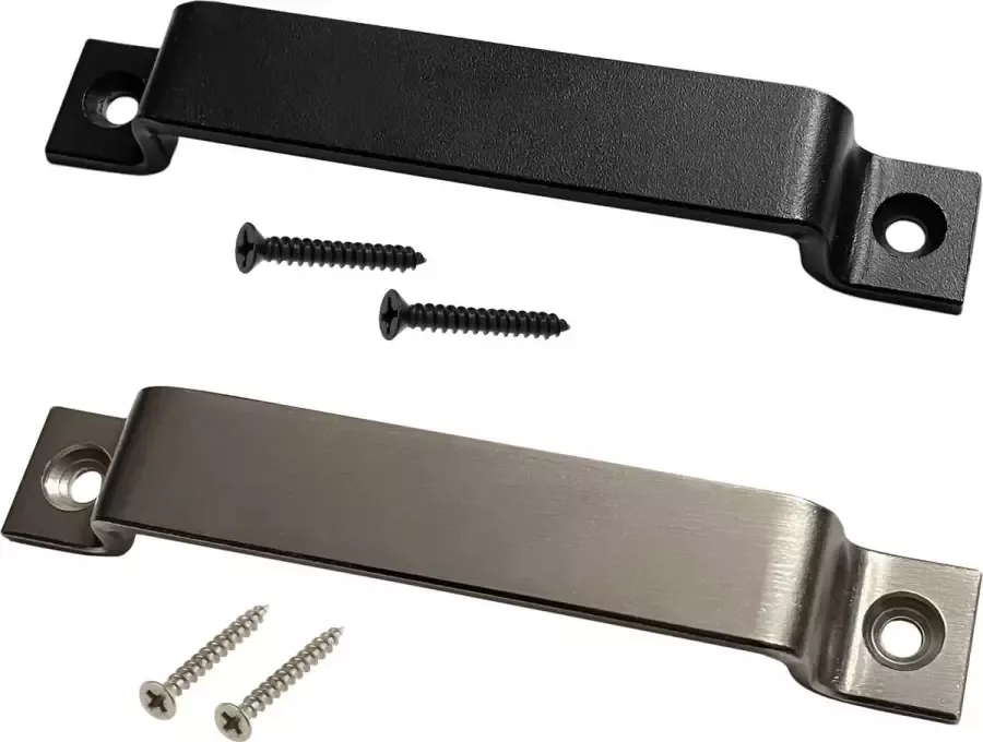 Wood Tools & Deco Set van 4 stevige metalen handgrepen (2.5 x 16 cm zilver)