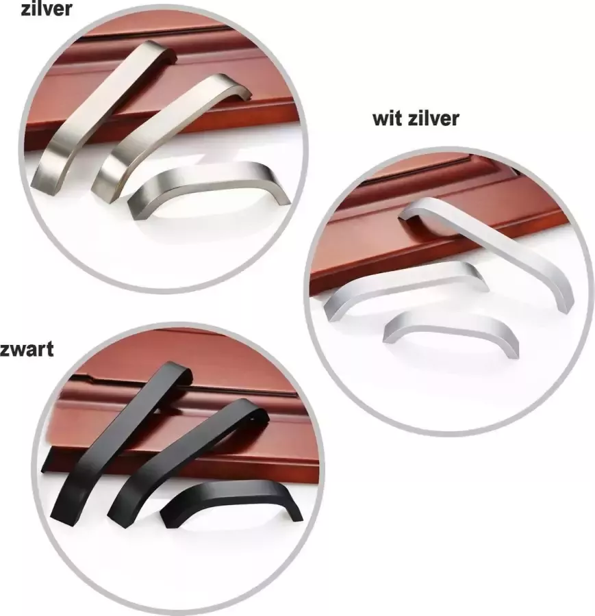 Wood Tools & Deco Set van 4 stevige metalen handgrepen (96 mm wit zilver)