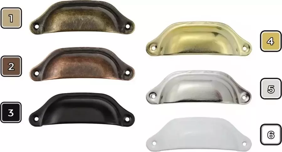 Wood Tools & Deco Set van 8 ijzeren handvaten voor meubels: 3. zwart