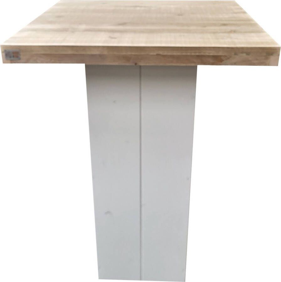 Wood4you Bartafel Steigerhout met kolompoot wit - Foto 2