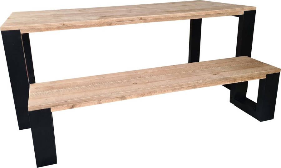 Wood4you Eettafel + Bankje New Orleans 150Lx78Hx90D cm combideal