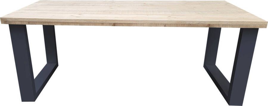 Wood4you Eettafel New England Industrial Wood Hout 210 90 cm 210 90 cm Antraciet Eettafels