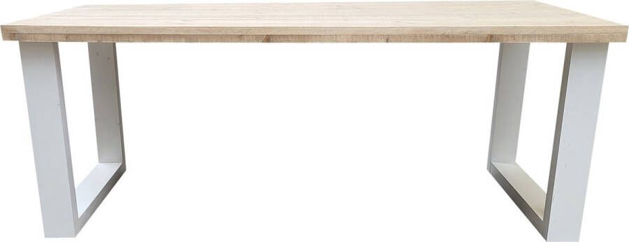 Wood4you Eettafel New England wit industriële tafel U-poot 90 180cm eetkamertafel eettafel woonkamer - Foto 4