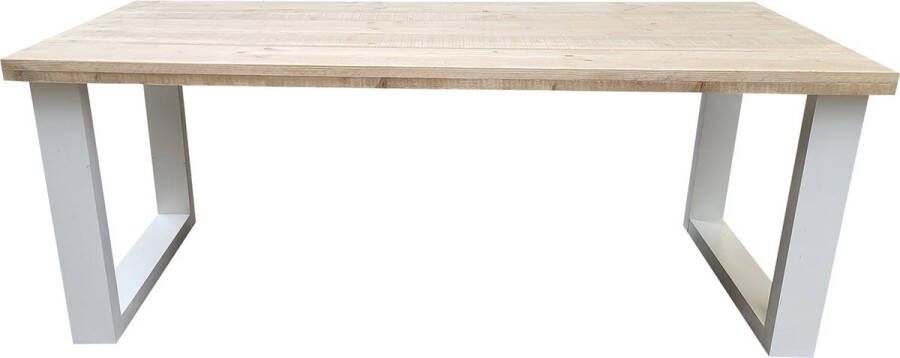 Wood4you Eettafel New England wit industriële tafel U-poot 90 180cm eetkamertafel eettafel woonkamer - Foto 5