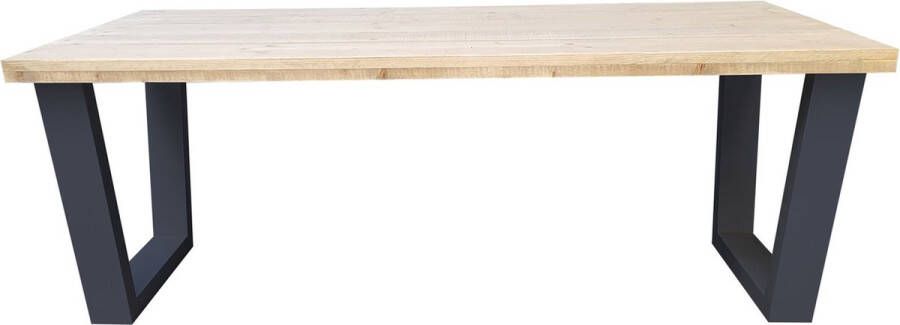 Wood4you Eettafel New York industrial wood hout 200 90 cm 200 90 cm Antraciet Eettafels