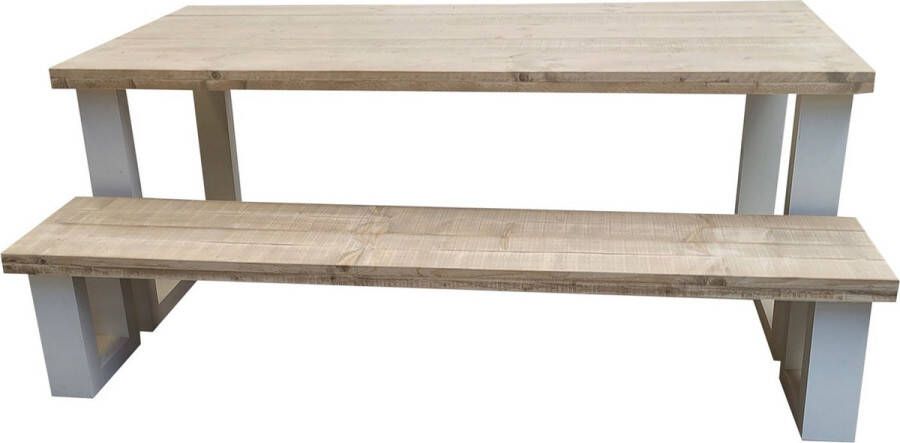 Wood4you New England combideal Eettafel + Bankje 200 90 cm 200 90 cm Antraciet Eettafels - Foto 4