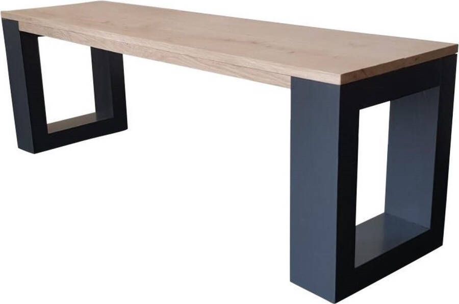 Wood4you Side table enkel 78Hx160LX38Dcm eikenhout antraciet - Foto 2