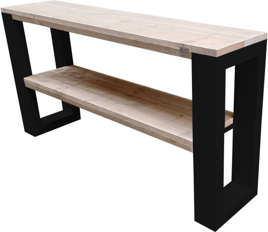 Wood4you Side table New Orleans industrial wood Antraciet Eettafels 130 cm Bijzettafel