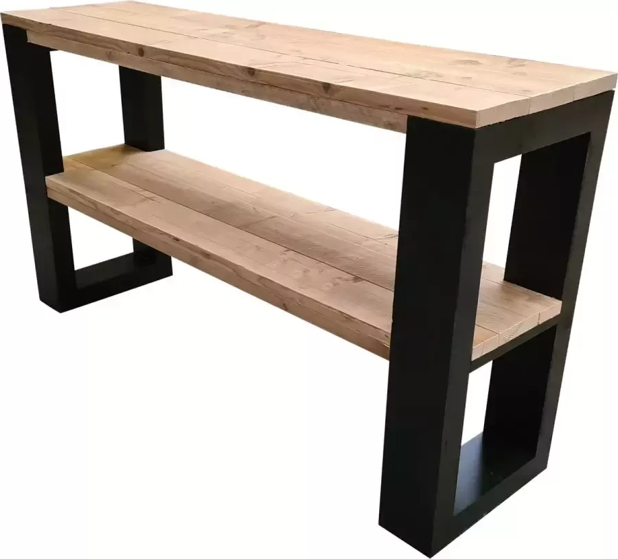 Wood4you Side table New Orleans steigerhout 130Lx78HX38D cm zwart - Foto 1