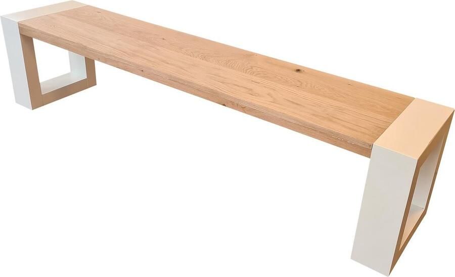 Wood4you Bankje New Jersey eikenhout 180Lx40Hx38D cm wit 180cm - Foto 2