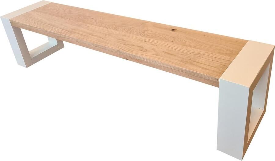 Wood4you Bankje New Jersey eikenhout 180Lx40Hx38D cm wit 180cm