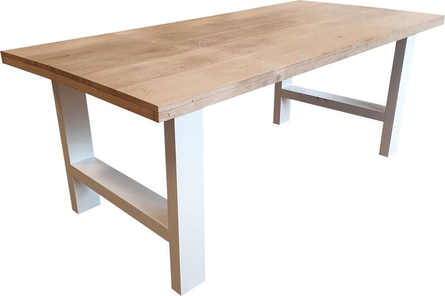 Wood4you Eettafel Seattle Eikenhout Wit 170 90 cm 170 90 cm Eettafels