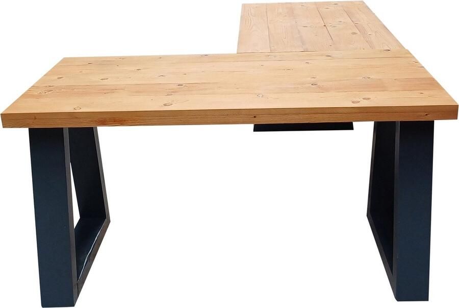 Wood4you Hoekbureau Vancouver Roasted wood 180 120Lx70Dx75H Antraciet - Foto 3