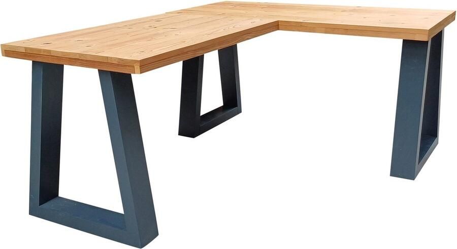 Wood4you Hoekbureau Vancouver Roasted wood 180 120Lx70Dx75H Antraciet - Foto 4