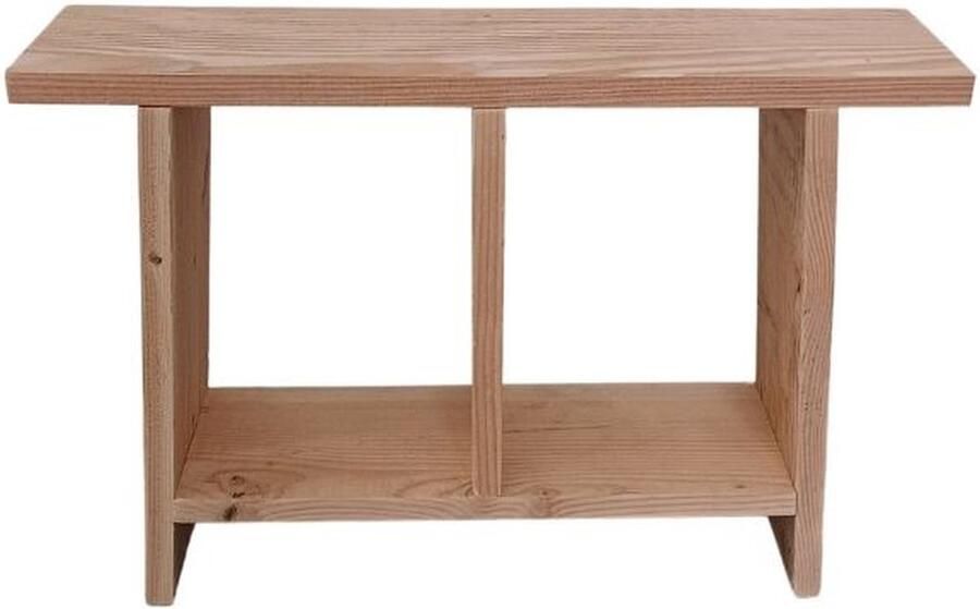 Wood4you Houten bankje met tussenplank 70Bx49Hx18D sloophout Bijzettafel Halbankje bruin