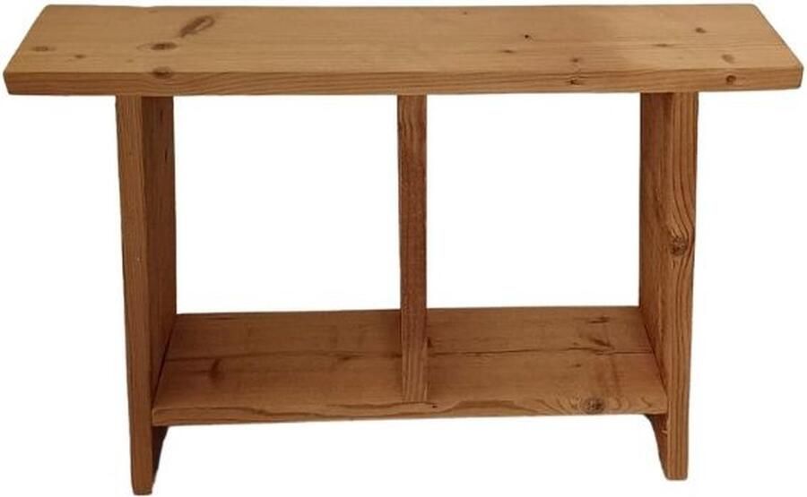 Wood4you Houten bankje met tussenplank 70Bx49Hx18D sloophout Bijzettafel Halbankje bruin