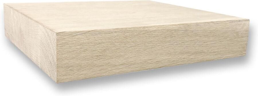 Wandplanken.nl Zwevende wandplank 20 x 20 cm eiken recht Wandplank hout Fotoplank Boomstam plank Muurplank zwevend