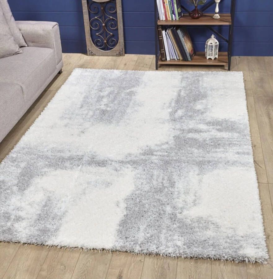 Woodman Carpet BERK Creme-Lichtgrijs 140x200cm Hoogpolig vloerkleed